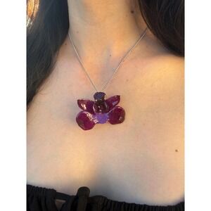 Real Violet Orchid Resin Necklace | Preserved Flower Pendant | Stainless Steel C